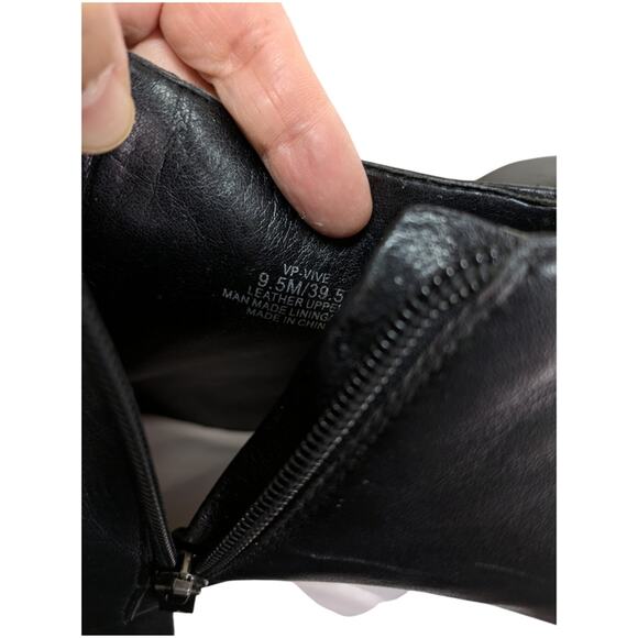 Vince Camuto Booties Womens 9.5 Black Leather Vive Cone Heel Almond Toe Side Zip - Picture 8 of 11